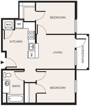 2 Bed 1 Bath  B2 309 floor plan